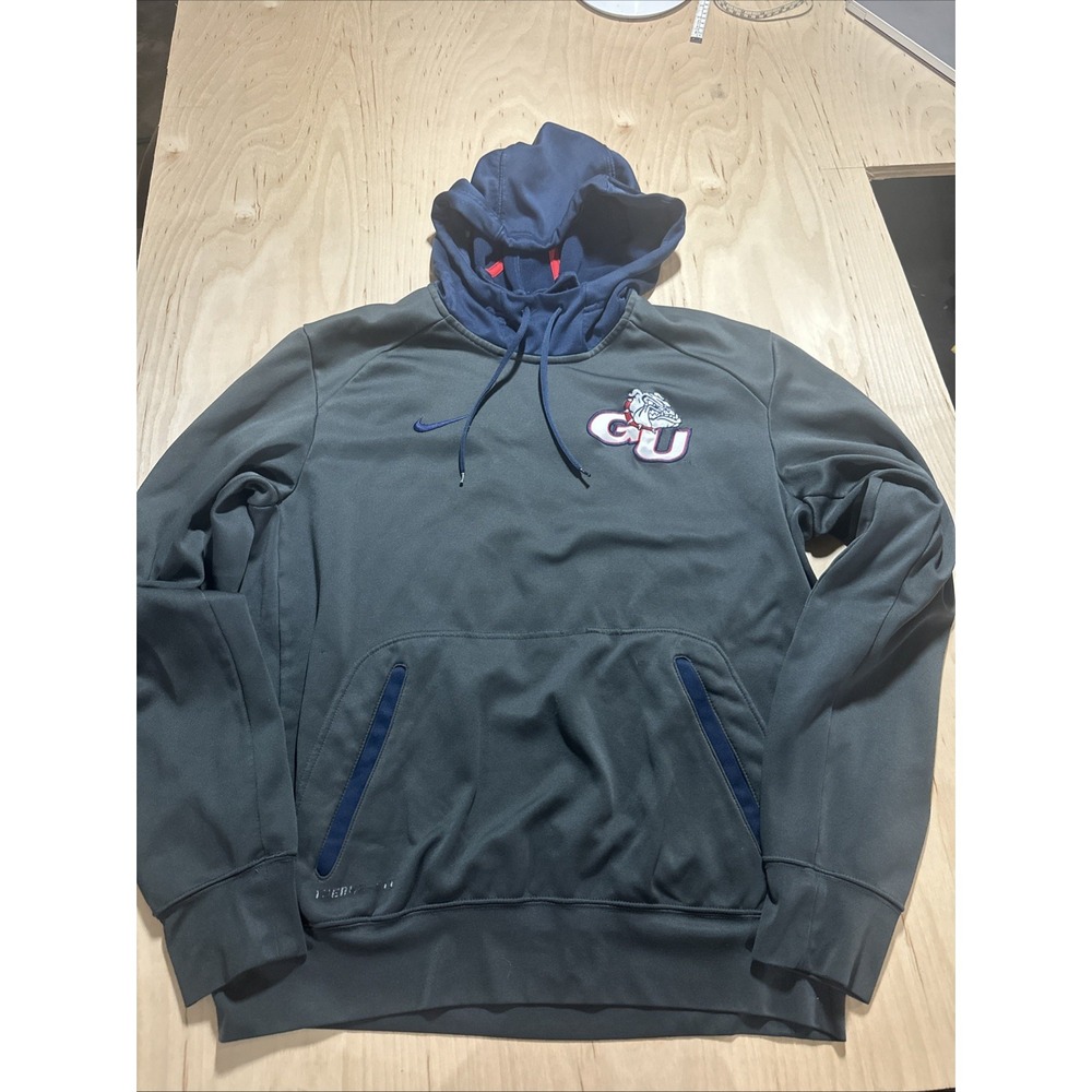 Nike Therma Fit NCAA Gonzaga Bulldogs Hoodie Size M Grey Blue Red